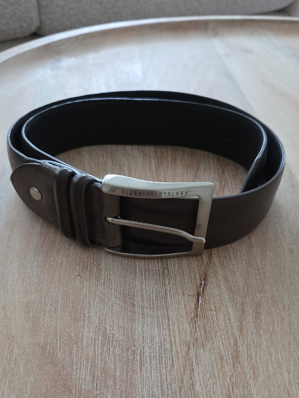 Fratelli Rossetti Dark Brown Leather Belt with Silver Buckle